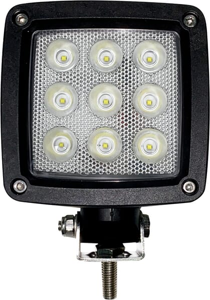 KRAMP Arbeitsscheinwerfer LED, 27W, 3000lm, eckig, weiß, 10/30V, Deutsch Stecker, weites Flutlicht, 9 LED´s Kramp LA10555