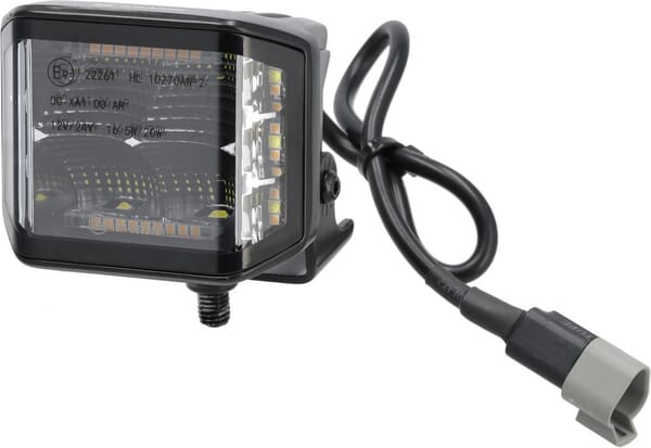 KRAMP Arbeitsscheinwerfer LED, 70W, 8400 lm, quadratisch, 12/24V, weiß/orange, 97x77x75mm Deutsch Stecker, Flood, 10LED's - 1 Stück - LA10612