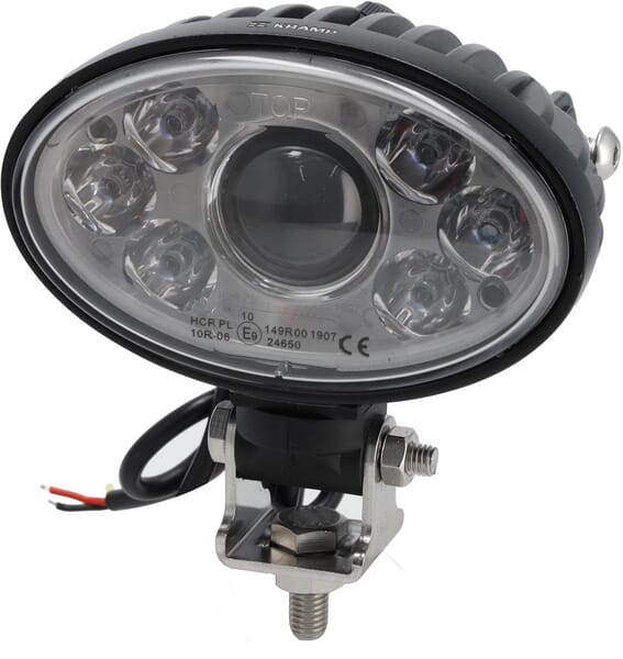 KRAMP Scheinwerfer LED, 20/24W, oval, 10/30V, 166x98x98mm, Fern-/Abblendlicht, 3-poliges offenes Kabel, Bügelmontage - 1 Stück - LA10634