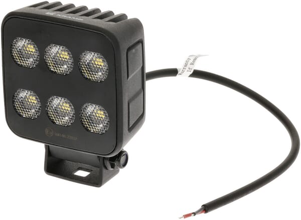 KRAMP Arbeitsscheinwerfer LED, 60W, 6600lm, quadratisch, 12/24V, weiß, 92x109.5x51.1mm Deutsch Stecker, Wide flood, 12LED's - 1 Stück - LA10830