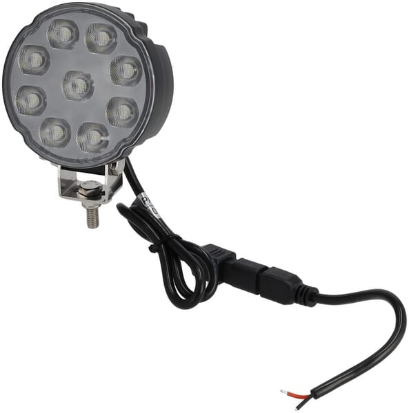 KRAMP Arbeitsscheinwerfer LED, 27W, 3420lm, rund, weiß, 100x48.5x120mm,Deutsch 2-polig, flood, Kramp - 1 Stück - LA10907