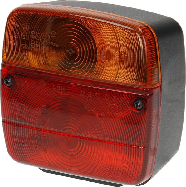 KRAMP Rücklichtquadrat, 12 / 24V, rot / gelb, angeschraubt, 105x100x52mm LA11003