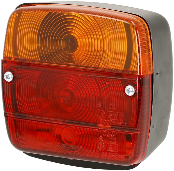 KRAMP Rücklichtquadrat, 12 / 24V, rot / gelb, angeschraubt, 105x100x52mm LA11004