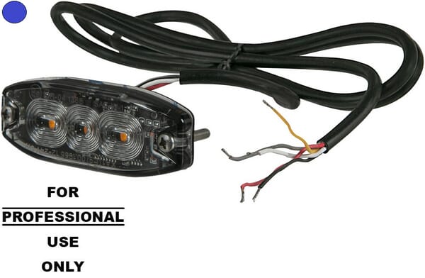 Flashing light LED, rectangular, 10/30V, blue, 82x30x9mm, 3 LEDs, Kramp