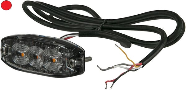 Flashing light LED, rectangular, 10/30V, red, 82x30x9mm, 3 LEDs, Kramp