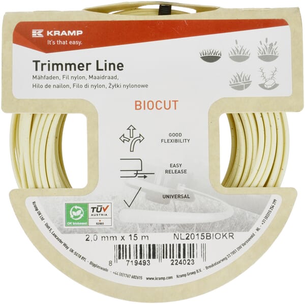 Nylon Line Trimmerschnur Ø2,0x15m, rund Kramp Biocut Starch - 24 Stück - NL2015BIOKR