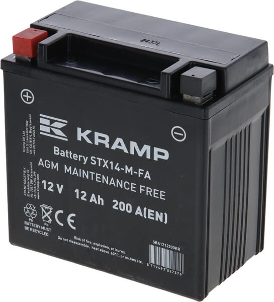 KRAMP Batterie 12V 12Ah 200A geschlossen Kramp - 1 Stück - SBA1212200KR