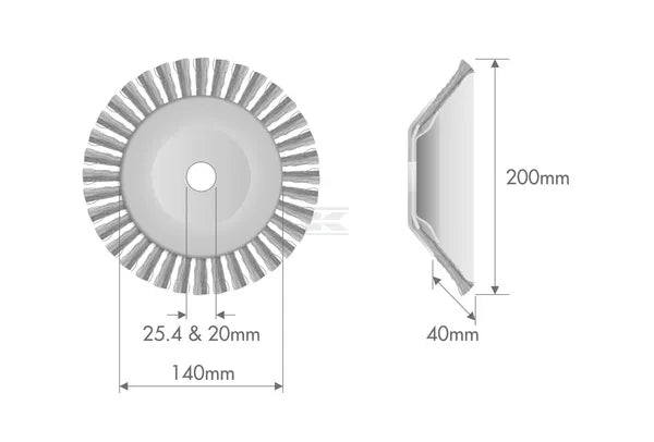 KOTI Freischneider Unkrautbürste 200x80 Stahl, Ø20/25.4 SRKO230001