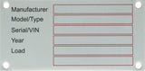 KRAMP Typenschild, Rohling, Aluminium, Serien- / Fahrgestellnummer 100x50mm - 10 Stück TAG001KR