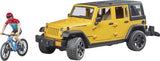 Bruder Jeep Wrangler Rubicon Unlimieted mit 1 Mountainbike und Fahrradfahrer U02543