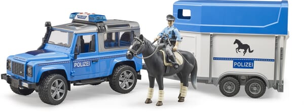 Bruder Polizei Land Rover mit Pferdeanhänger U02588