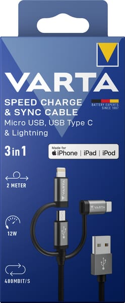 KRAMP Kabel Micro USB, USB Typ C, Lightning VT57937